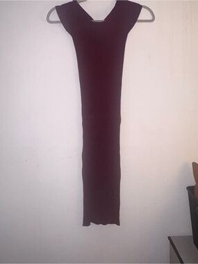 Papaya Sleeveless Ribbed Maxi Dress in Deep Burgundy